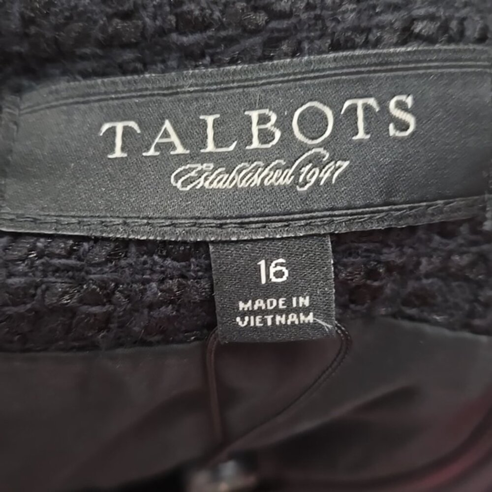 Talbots Tweed Elegant Black Women's Skirt Slit In Back Plus Size Curvy Size 16 - Picture 8 of 12